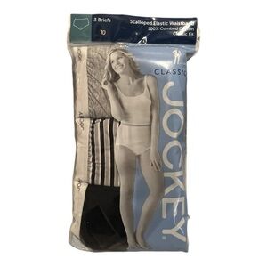 Jockey Scalloped Elastic Waistband Womens Size 10 Classic Fit 100% Combed Cotton